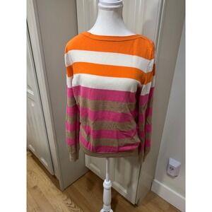 Joe Fresh Striped Sweater Orange White‎ Pink Tan Size Medium Cashmere Blend
